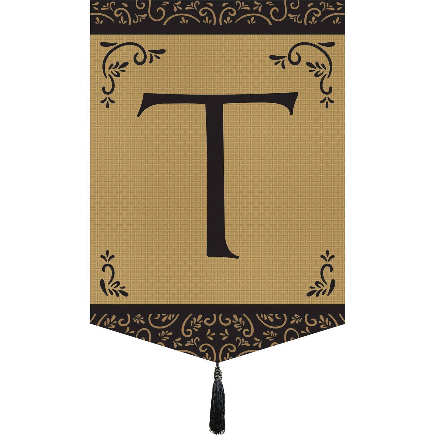Garden Monogram Tassel Burlap Flag