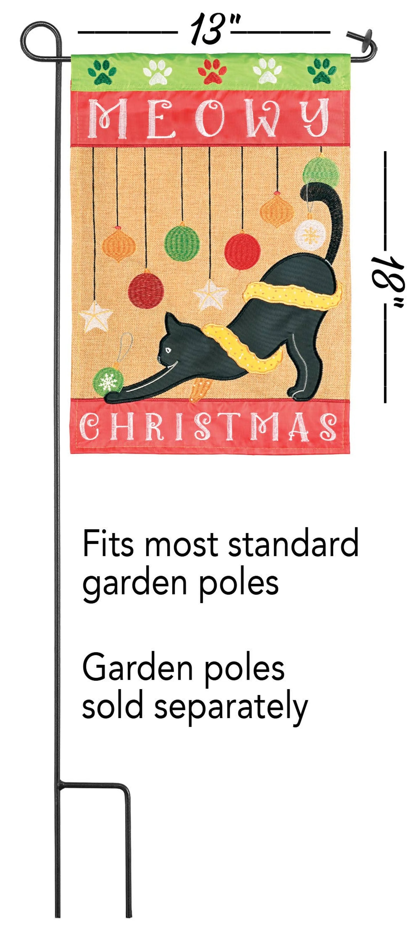 Flag Cat Meowy Christmas Polyester