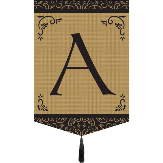 Garden Monogram Tassel Burlap Flag