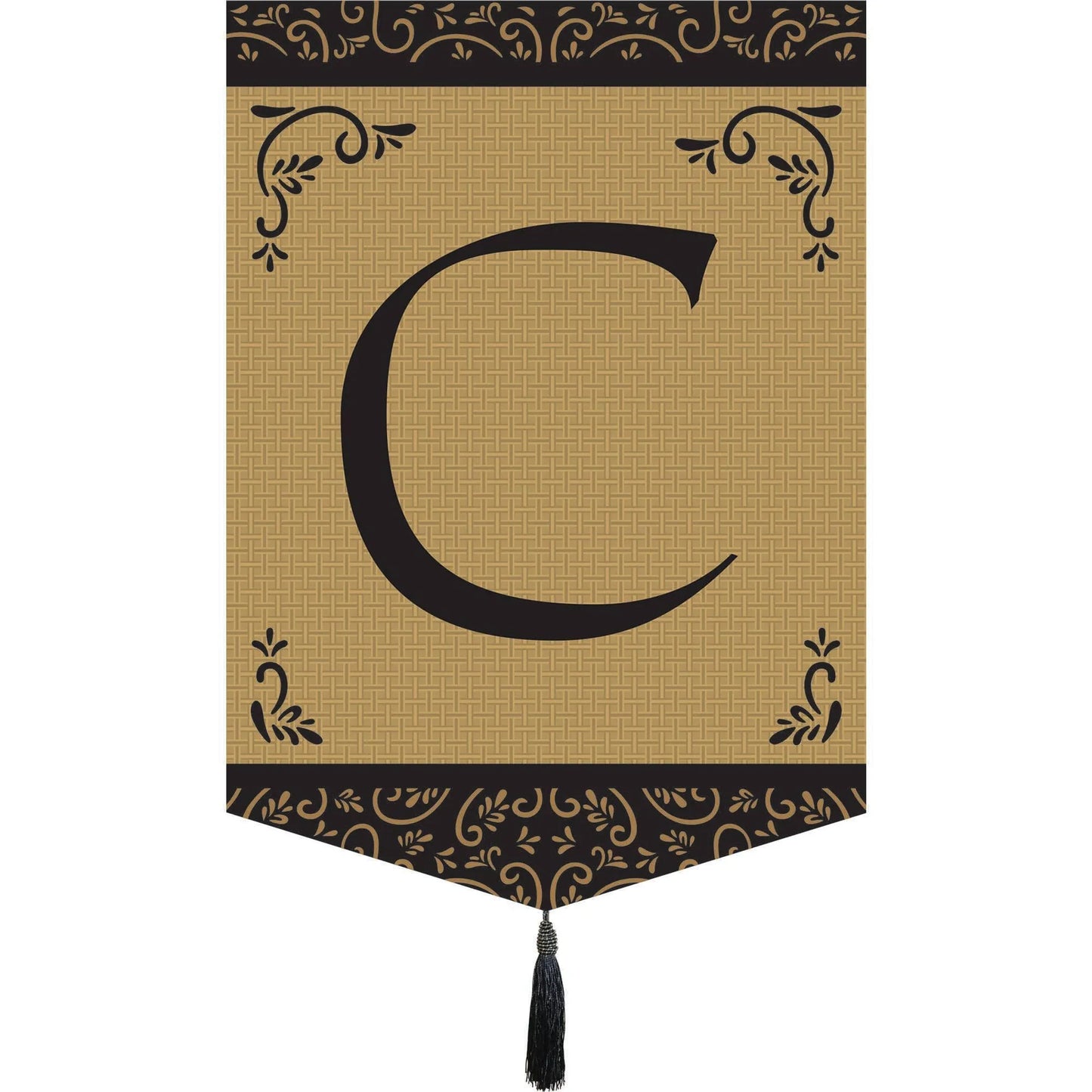 Garden Monogram Tassel Burlap Flag