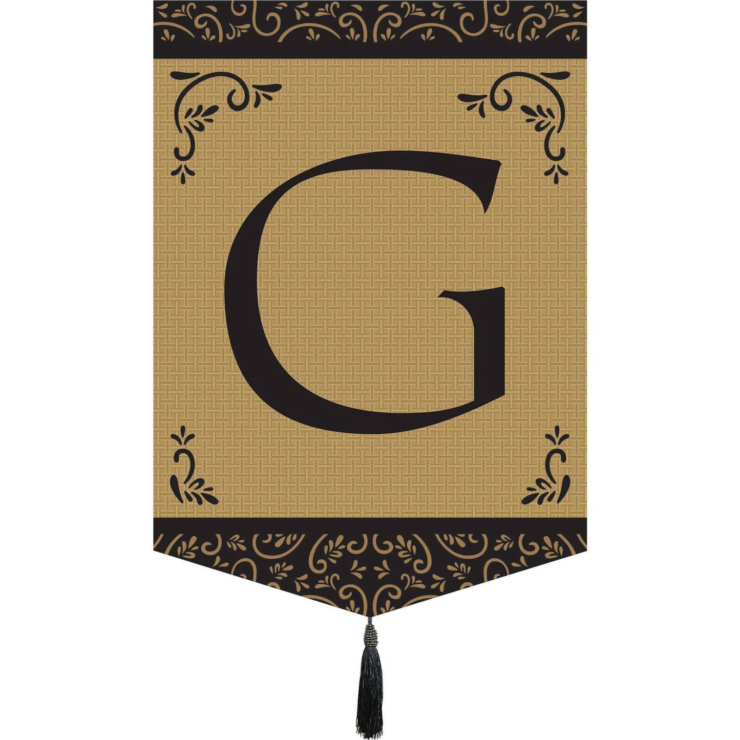 Garden Monogram Tassel Burlap Flag