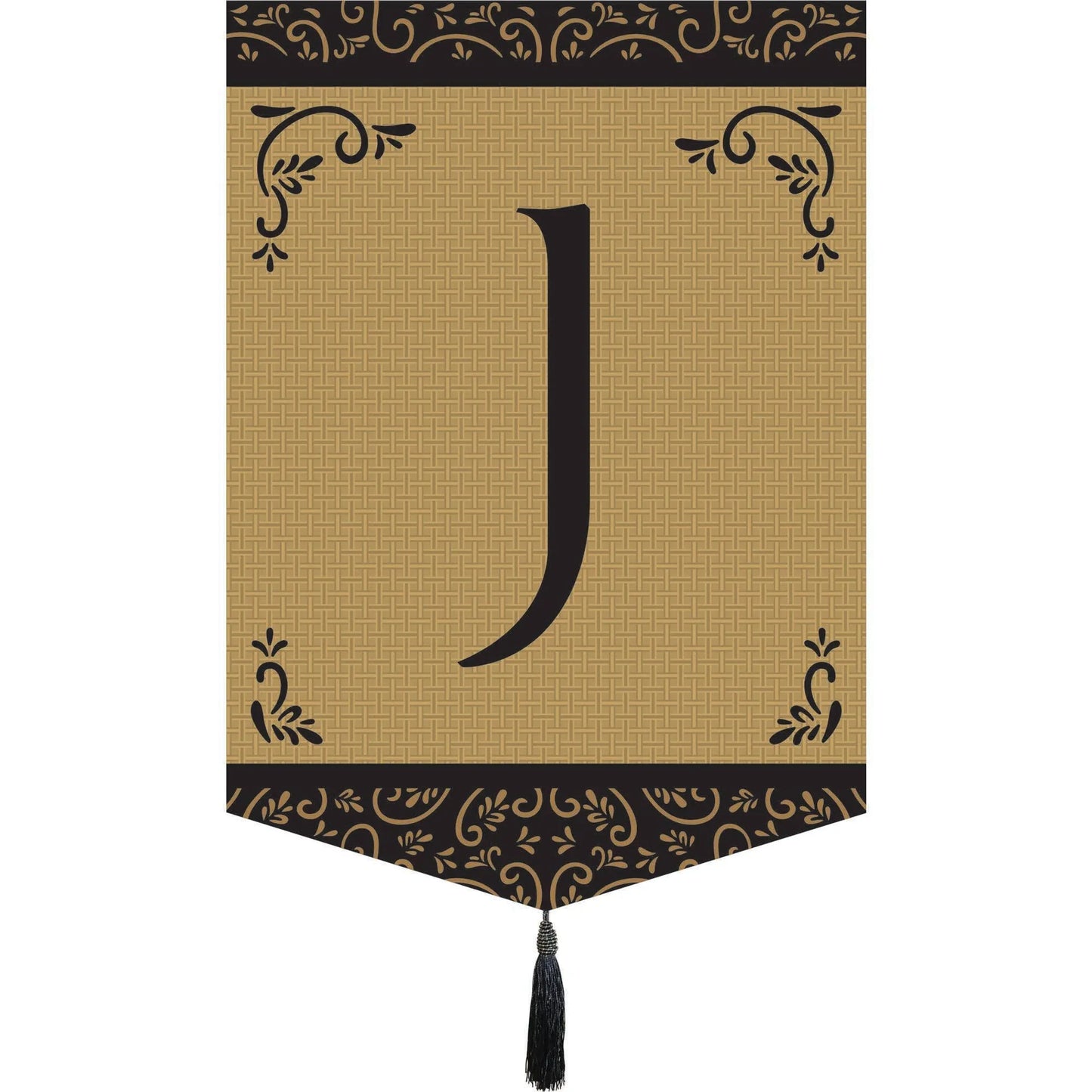 Garden Monogram Tassel Burlap Flag