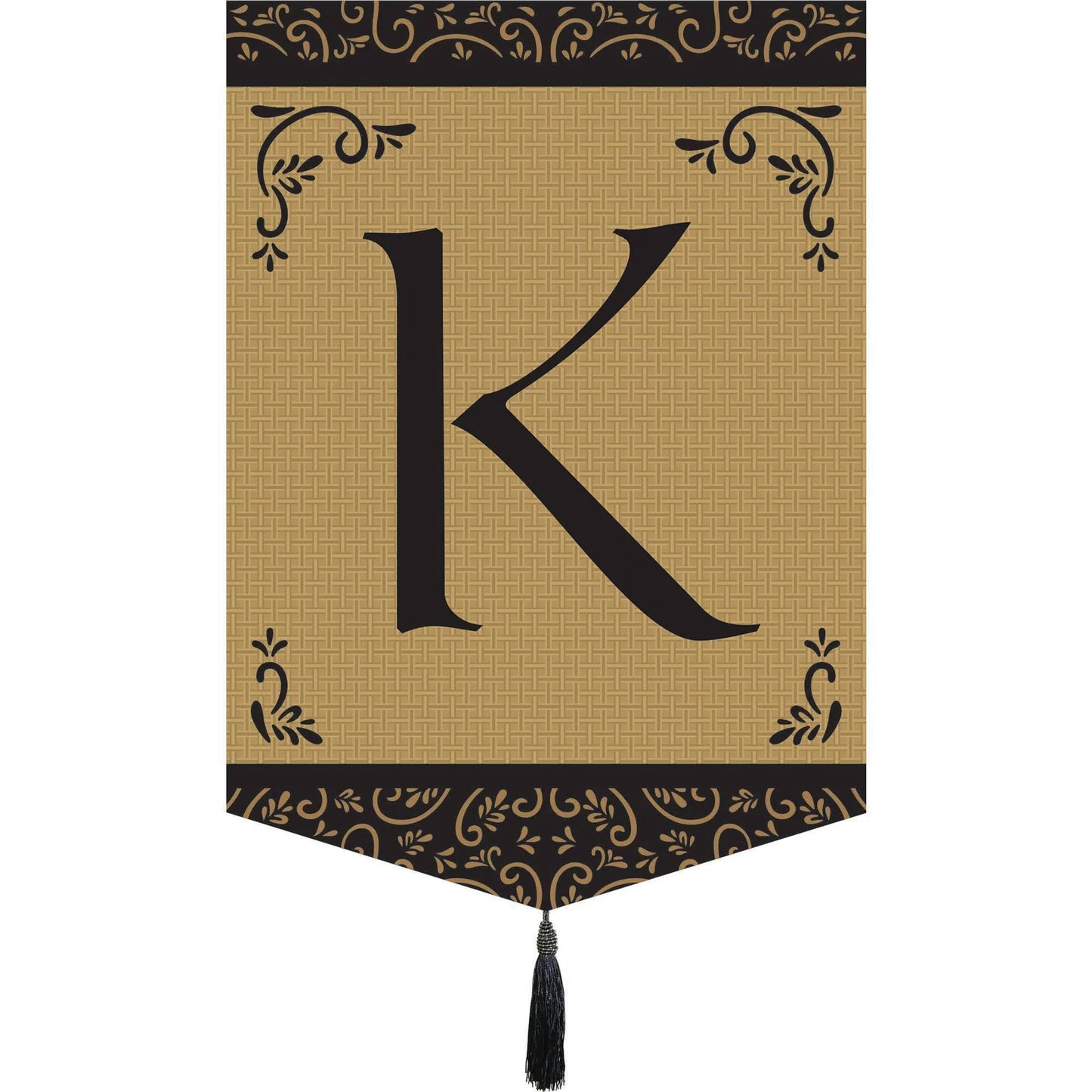 Garden Monogram Tassel Burlap Flag