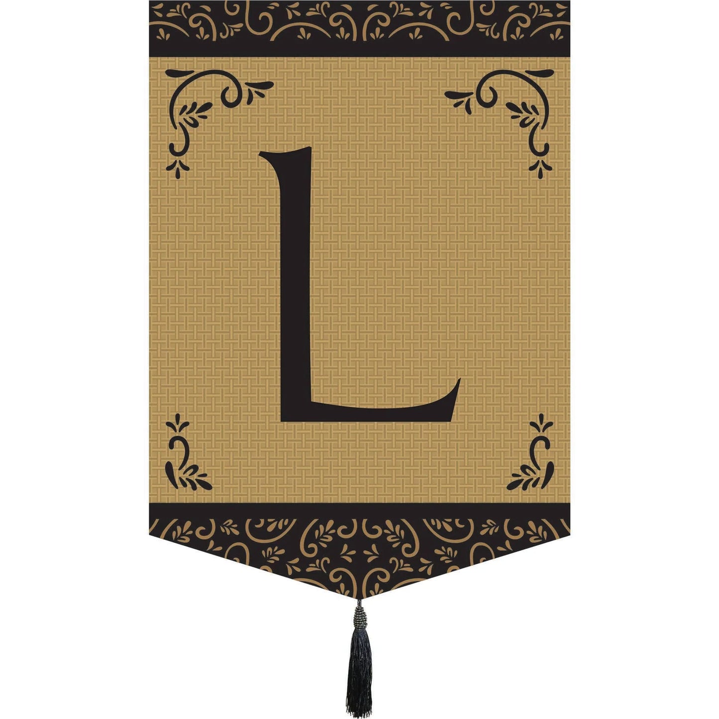 Garden Monogram Tassel Burlap Flag