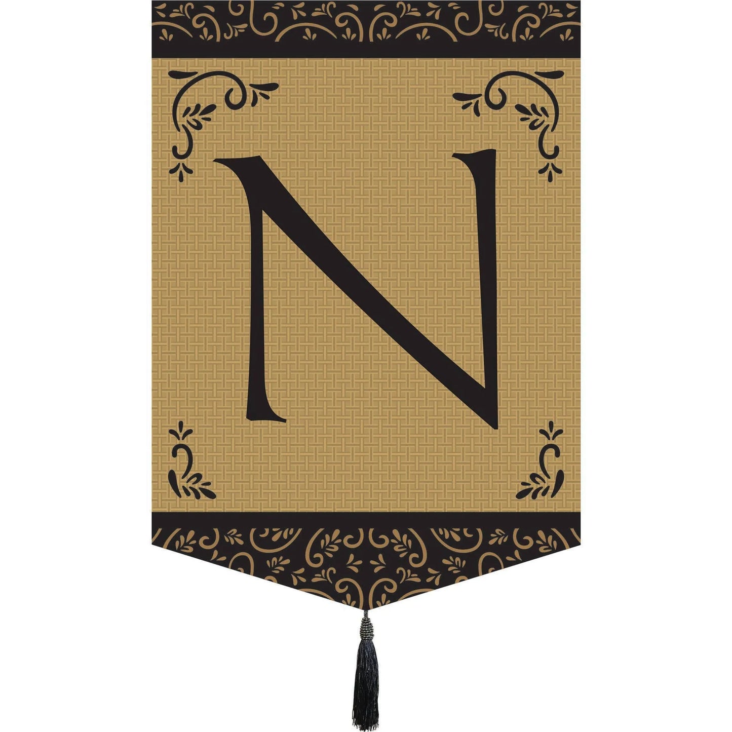 Garden Monogram Tassel Burlap Flag