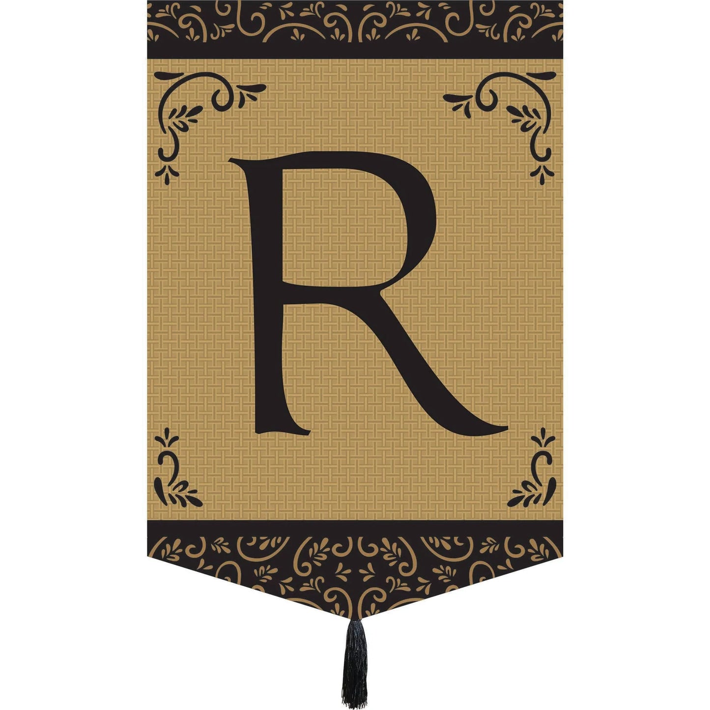 Garden Monogram Tassel Burlap Flag